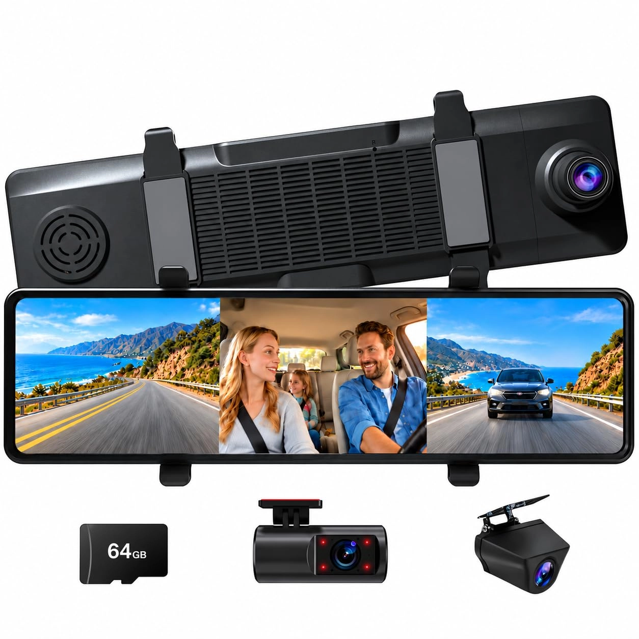 Aprilboy 3 Channel Mirror Dash Cam - 4K