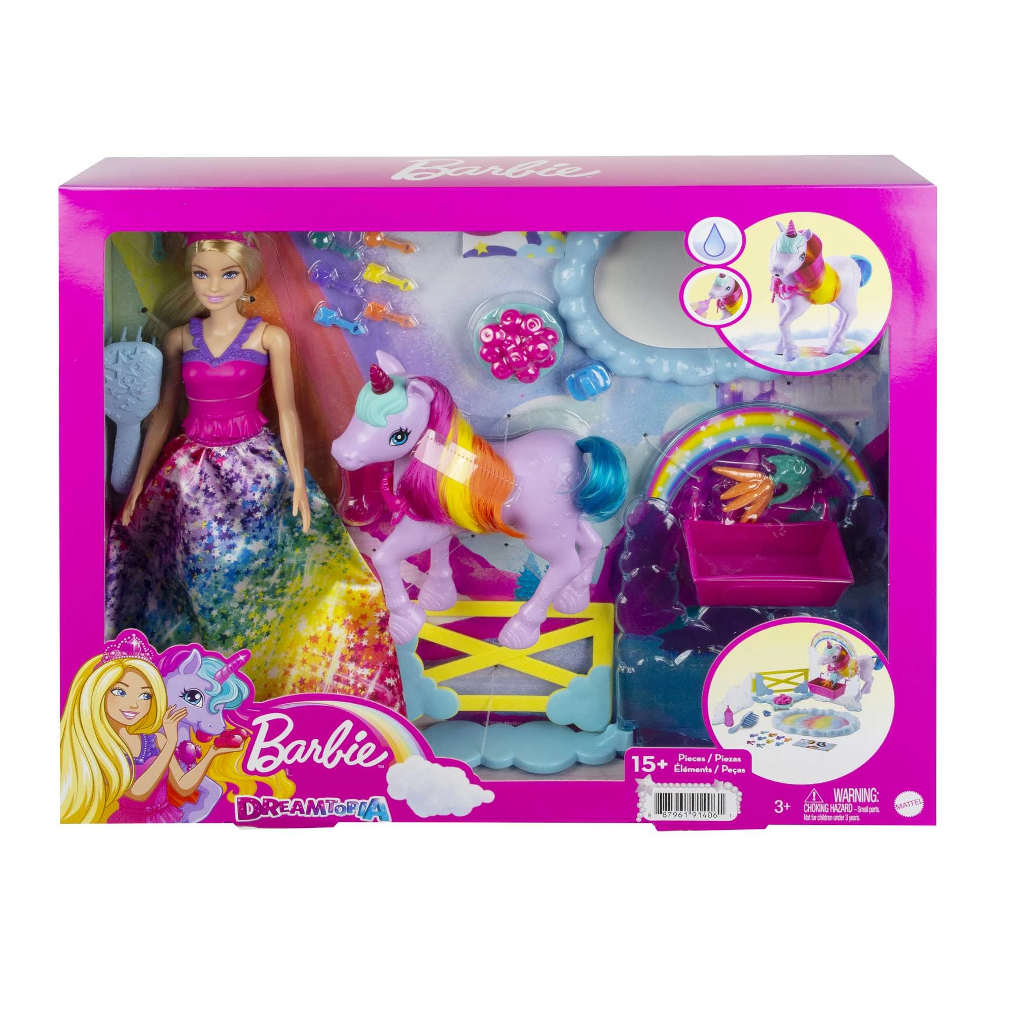 Barbie Dreamtopia Magical Lights Unicorn - Rainbow Mane Lights & Sounds Ages 3+
