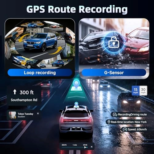 Dashcam - 4K (3840 x 2160 pixels) + 1080p (1920 x 1080 pixels)