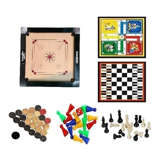 Carrom Board - Complete Set + Ludo Snakes-Ladder - Game Pieces
