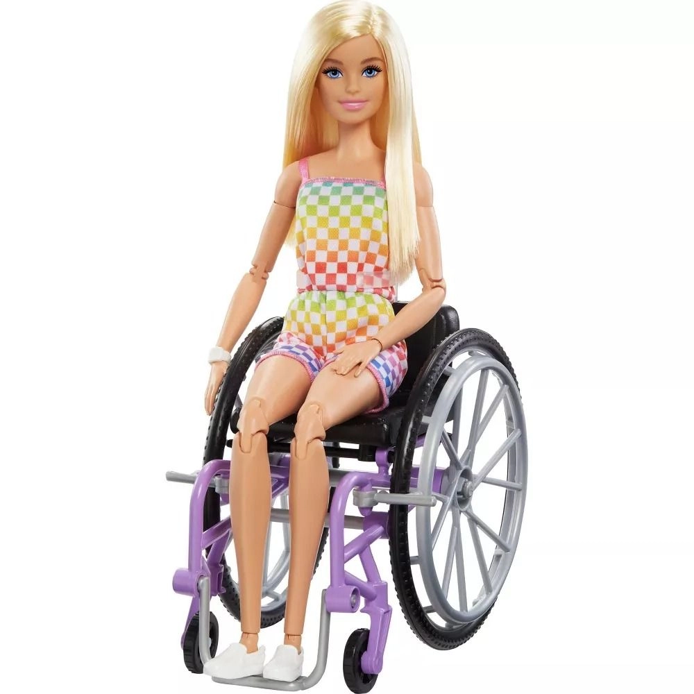 Barbie Fashionistas - Blond Hair Rainbow Dress Wheelchair & Ramp