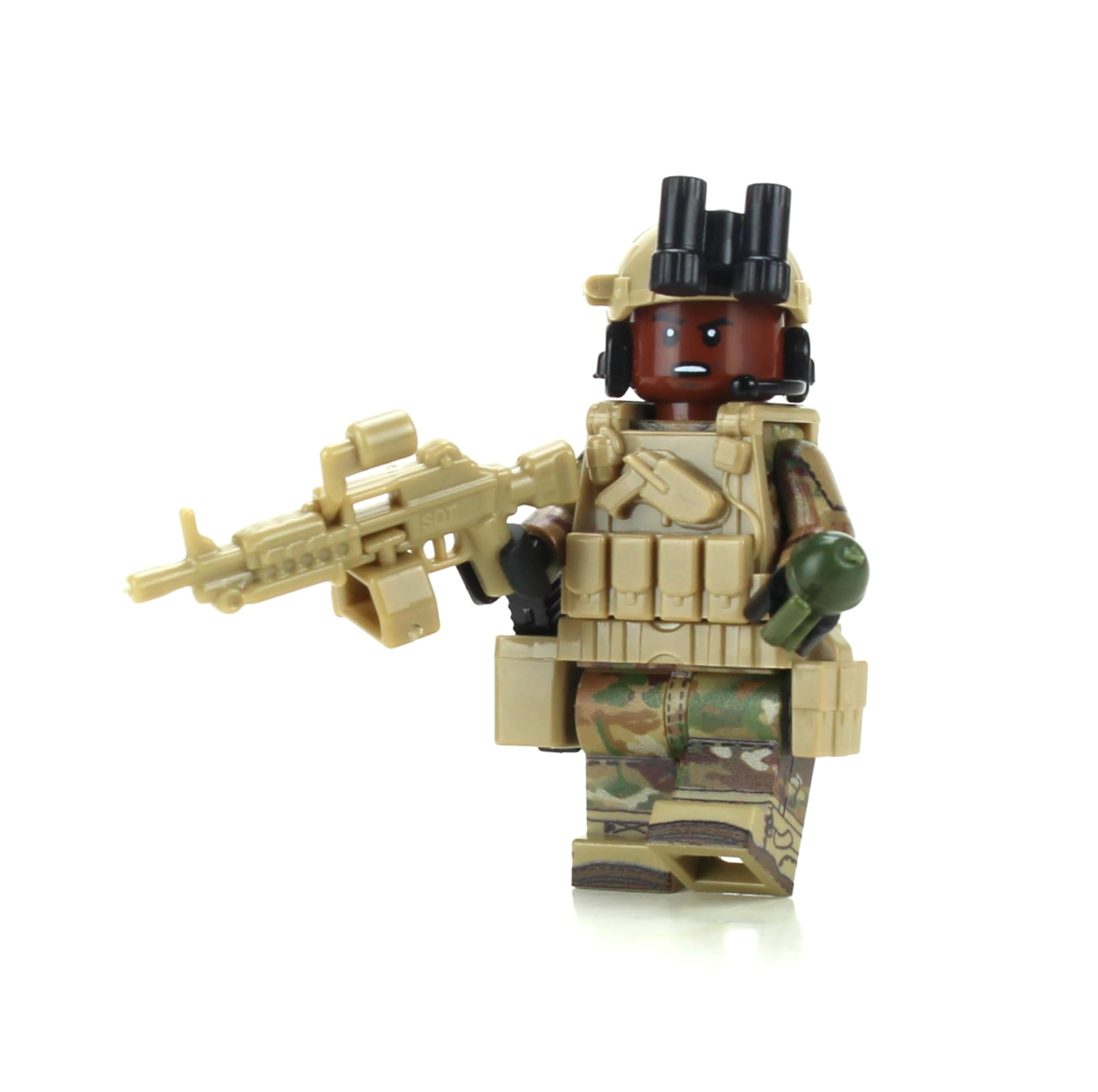 Battle Brick US Army Gunner African American Infantry Minifigure (BB-US-ARMY-GUNNER-AA-1.6)