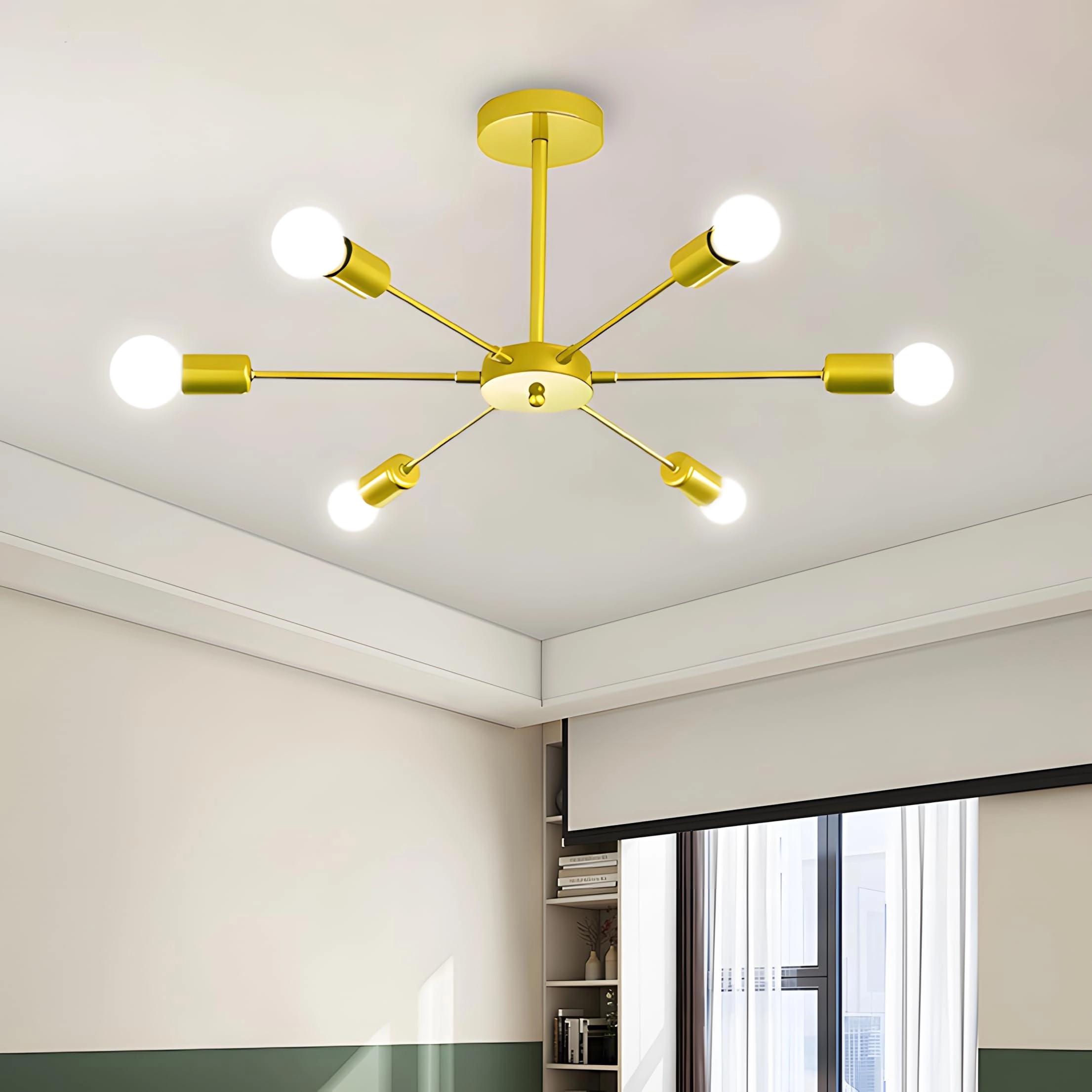 ZTWLEED Industrial Chandelier - 6 E27 Gold 82 cm