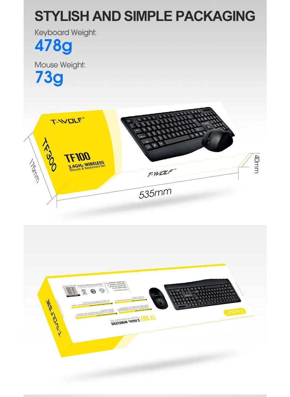 TF100 - wireless keyboard and mouse set Wireless 800/1200/1600