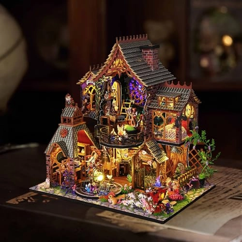 Miniature House Kit - with Light DIY Wood Plastic