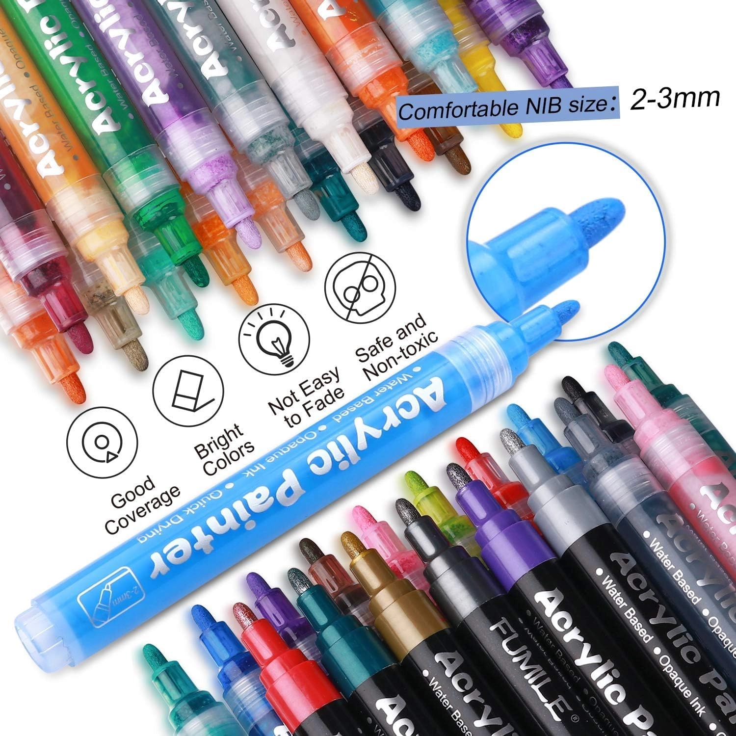 Acrylic Paint Markers Set - Multicolor Bold