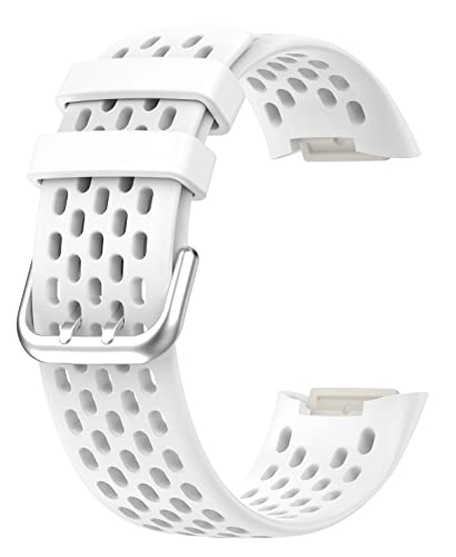 Watch Band for Fitbit Charge 5 - Silicone Stainless Steel Buckle Coral Red