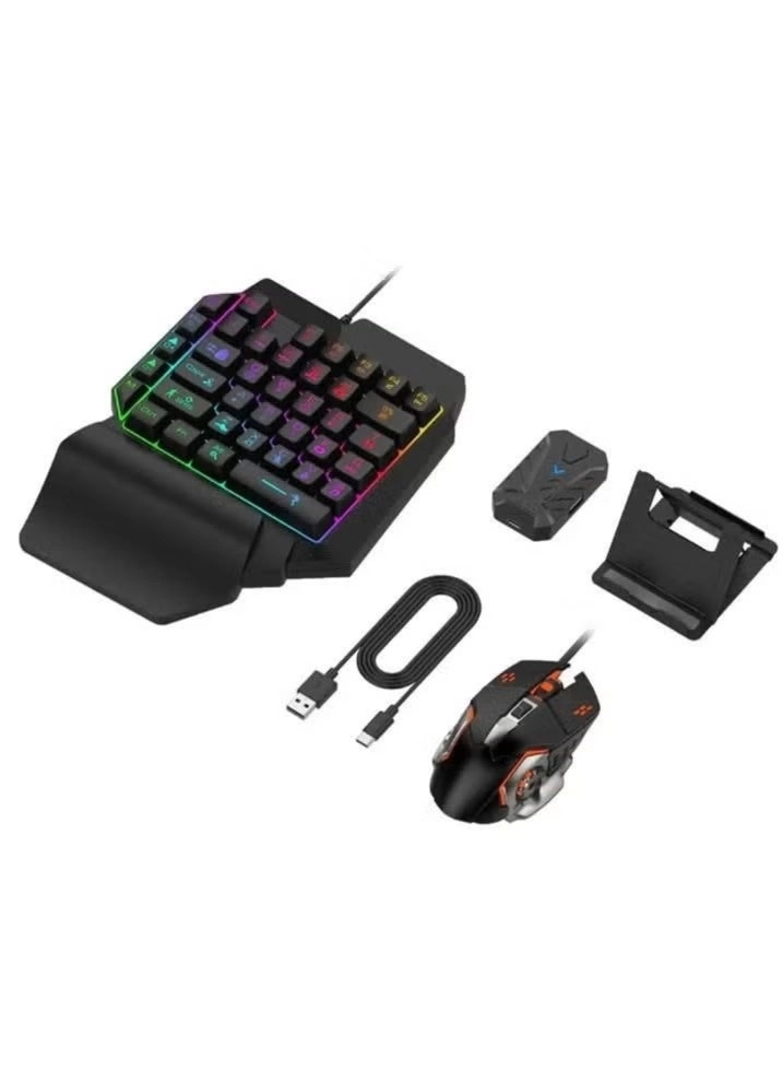 Mobile Gaming Keyboard + Mouse + One-Hand Keypad + Converter