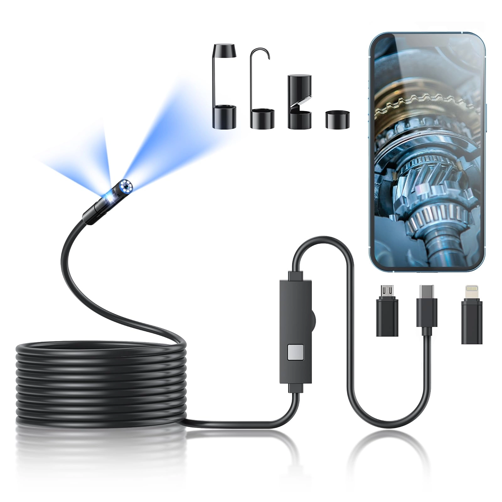 Borescope - Dual Lens 5-inch IPS LCD 16.5ft