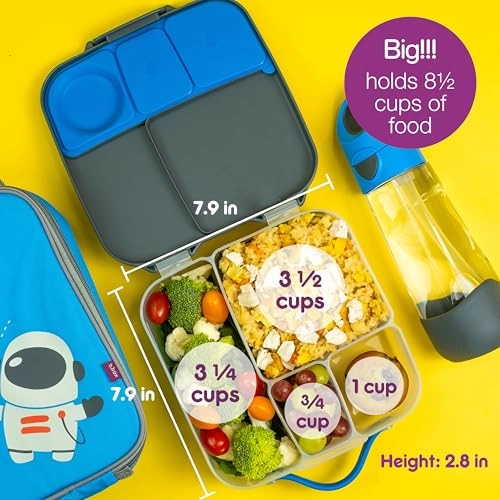 Oversized Lunch Box - 4 Compartments 2 Leak Proof Gel Cold Pack