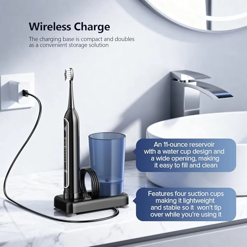 Water Flosser & Sonic Toothbrush - 3 Modes 5 Flossing Speeds IPX7 Waterproof