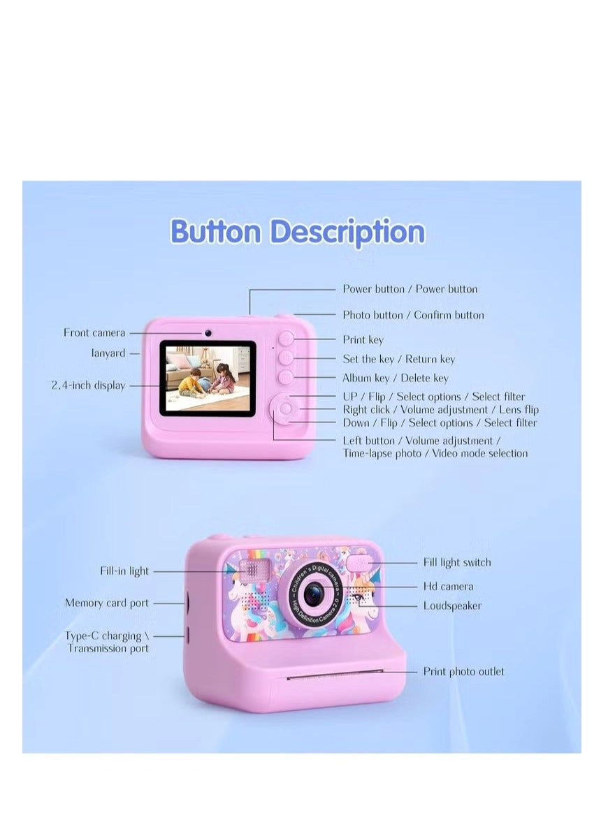 Kids Instant Print Camera - 1080P HD Thermal Printer