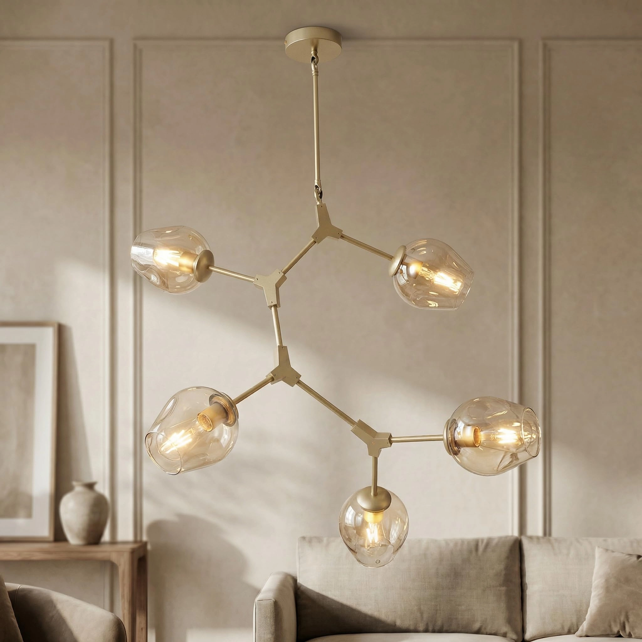 YATAI LIGHTING Sputnik Globe Pendant - 88cm x 116cm 5-Light Gold