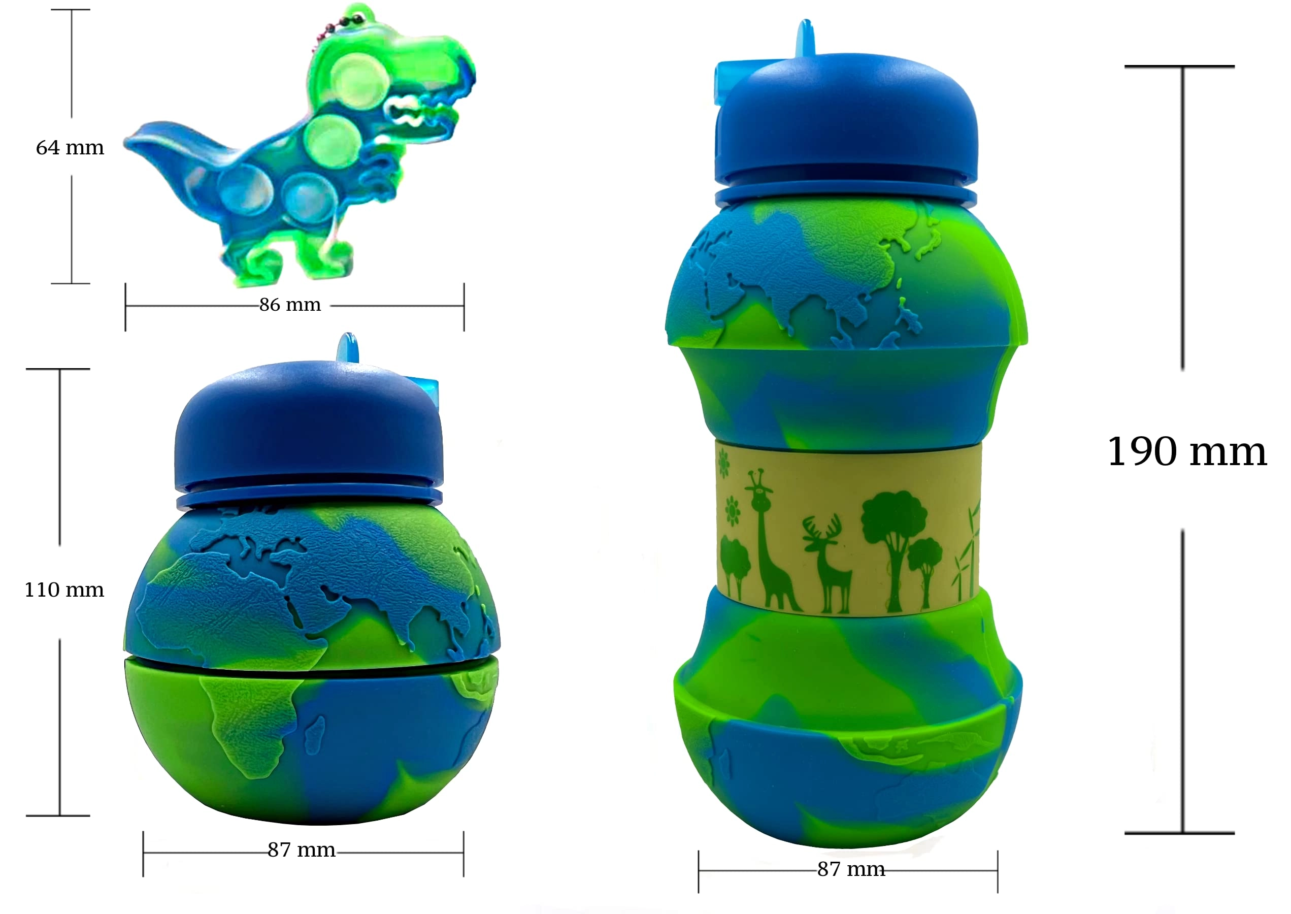 Earth Globe Water Bottle - Collapsible Silicone 550 ml