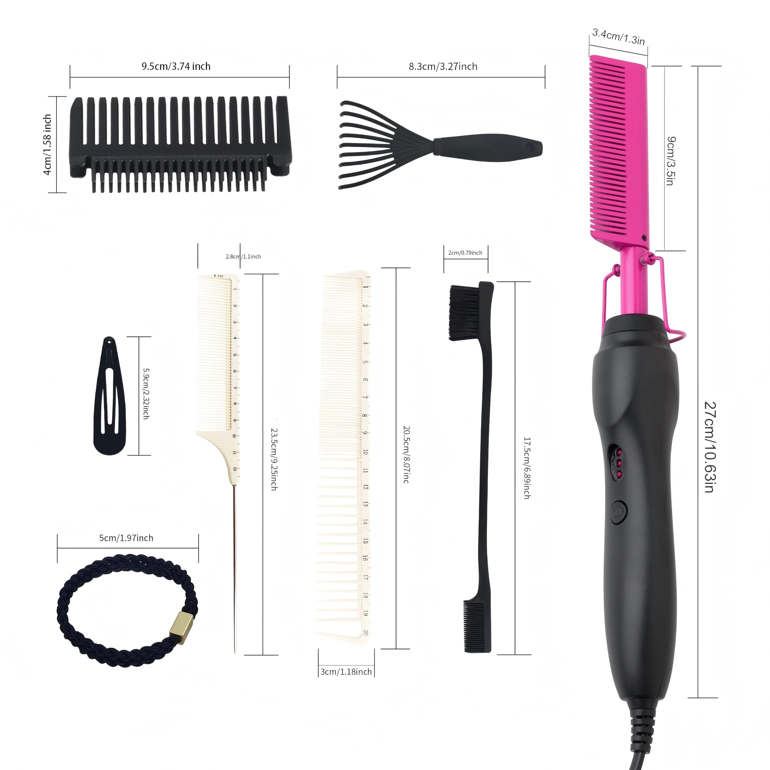 Electric Hot Comb - 12 Inch Multicolored Anti-Scald