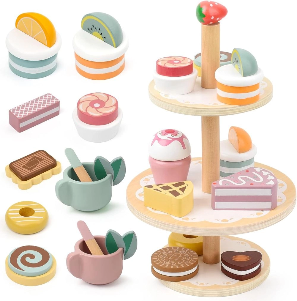Wooden Dessert Stand Toy - 12+ pcs (5551007-KABI_0163)