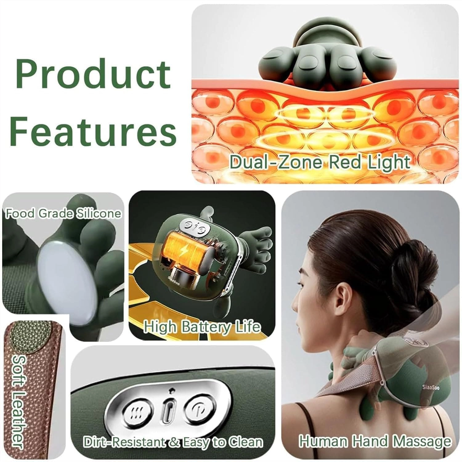 Neck and Shoulder Massager Pillow - 3-Speed 3D Kneading