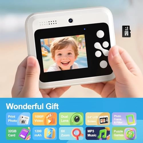 instant print camera - 32GB 1080p White