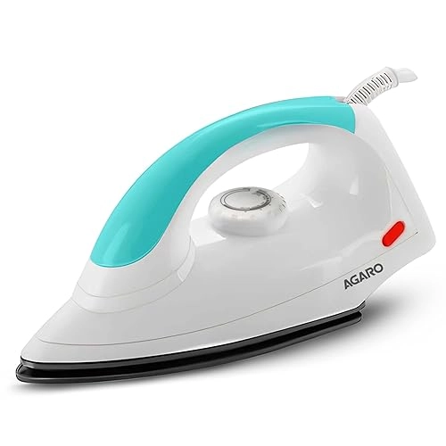 Grand Electric Dry Iron - 1000W Non-Stick Green & White