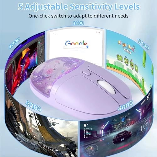 Aqua Mouse with Liquid Quicksand Sequins - Bluetooth USB