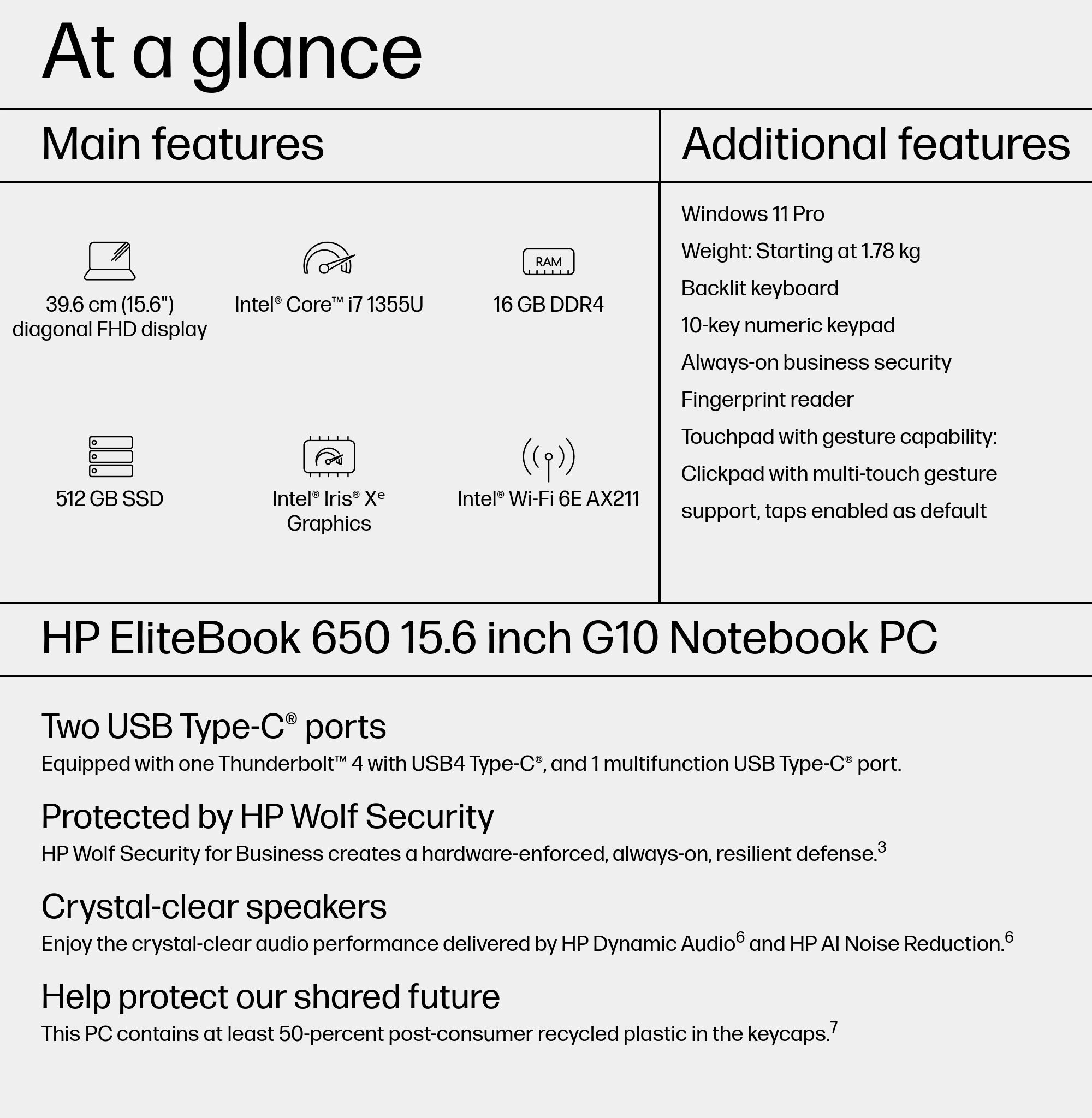 EliteBook 650 G10 968N0ET - 15.6'' i7-1355U 16GB DDR4 512GB SSD