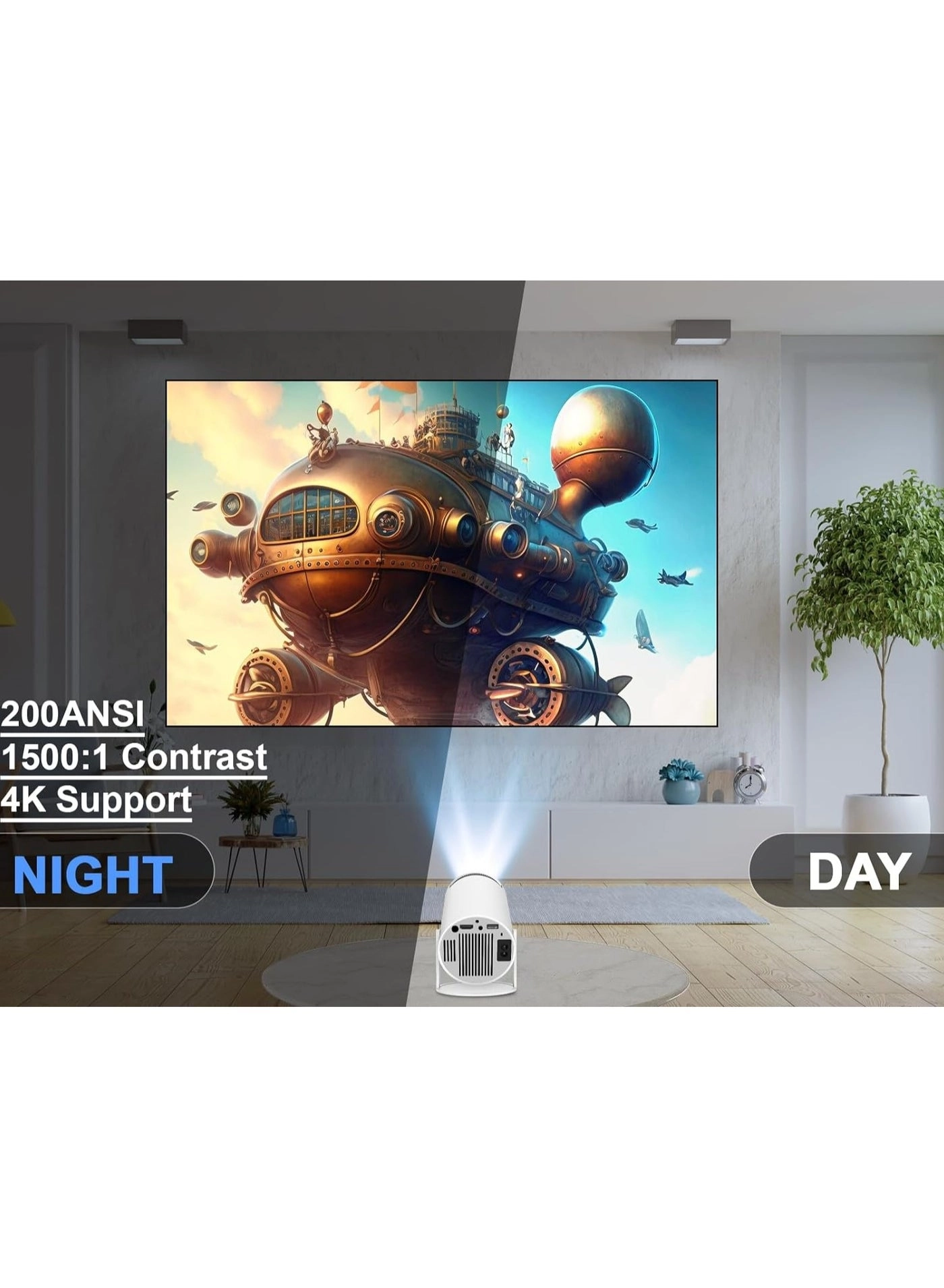 Smart Mini Projector - 5G WiFi 4K Support 360° Premium Sound