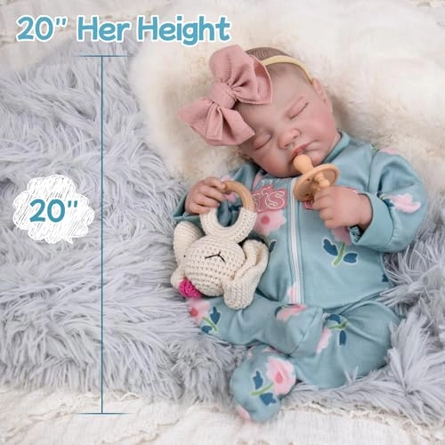 Reborn Baby Doll - 20" Vinyl Soft Cloth Body Ages 3+