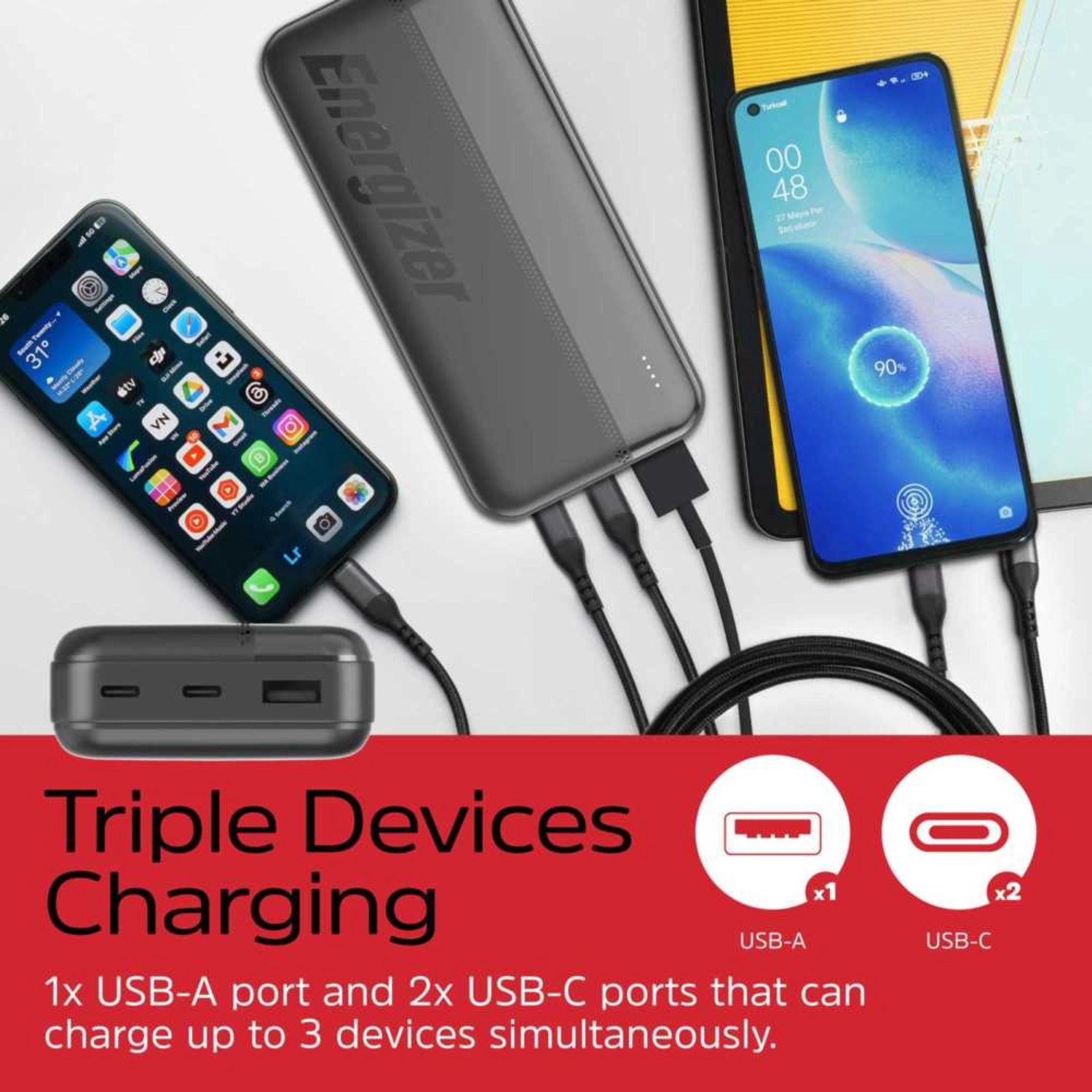 UE20050C - 20,000mAh 15W 1x USB-A 2x USB-C