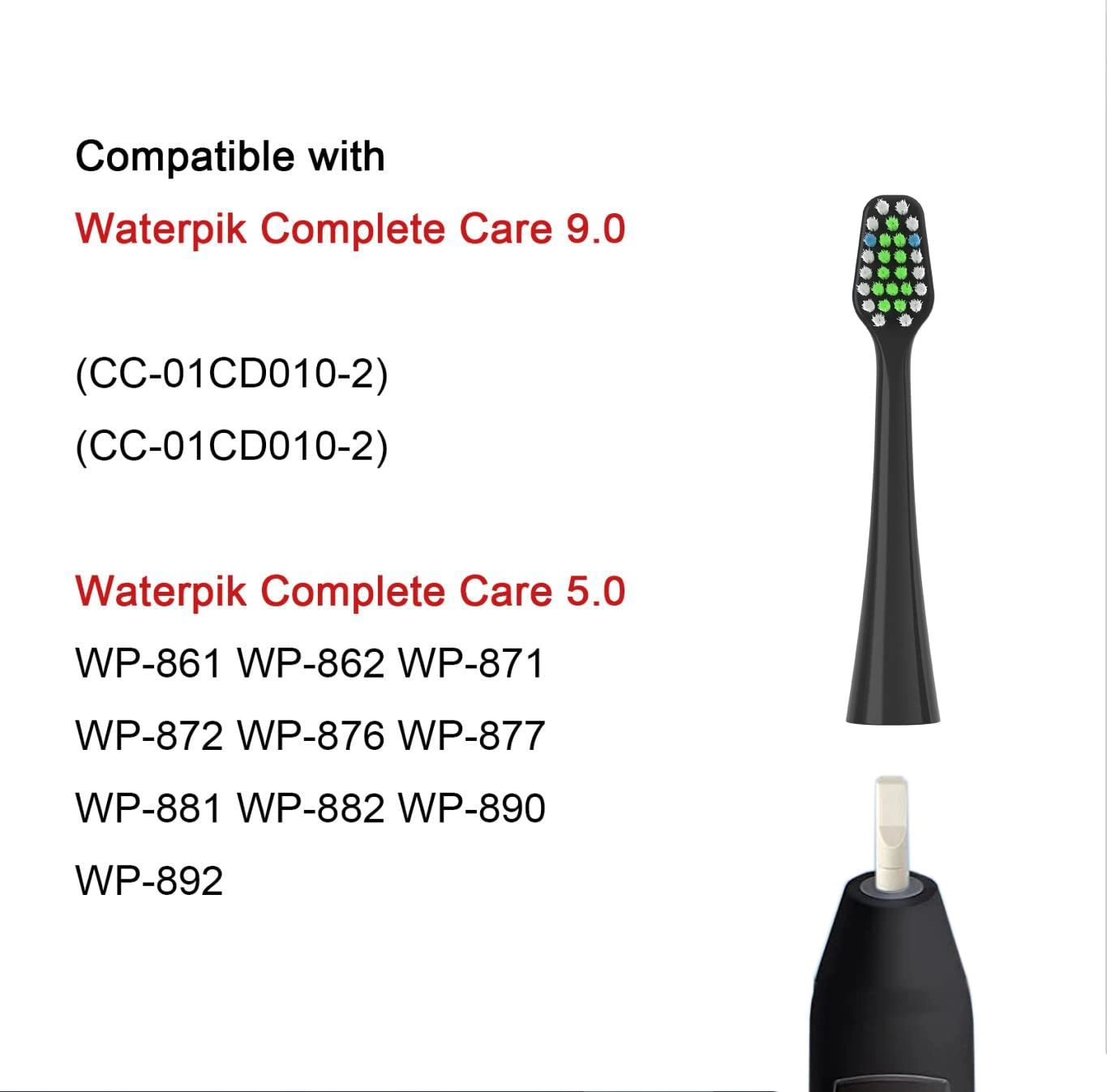 Replacement Toothbrush Heads - Fits for Waterpik Complete Care 90 CC01 Care 50 WP862 8pc Mediumsoft