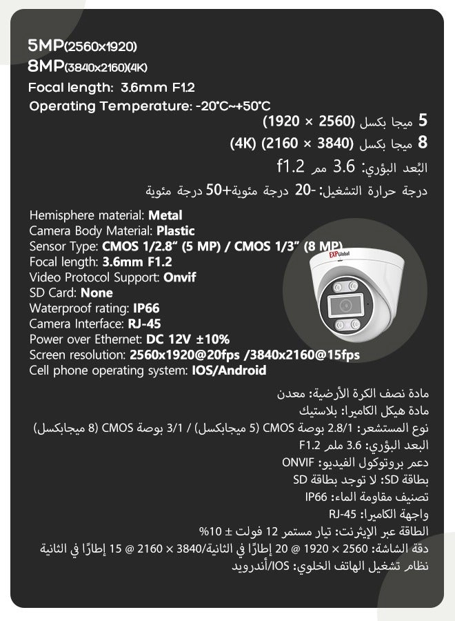 IP Dome CCTV Camera 5MP