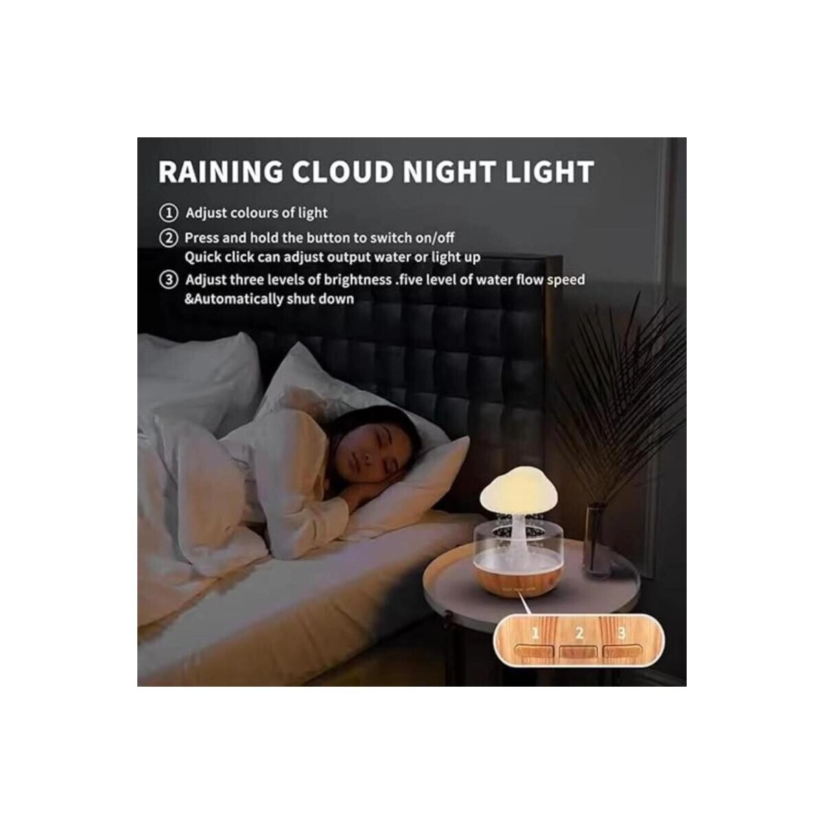 Cute cloud humidifier & diffuser - waterfall lamp mood lighting