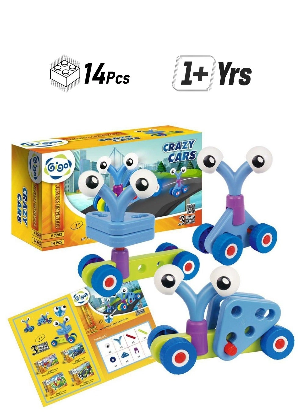 GiGo Toy Junior Engineer Crazy Cars - 14 pcs