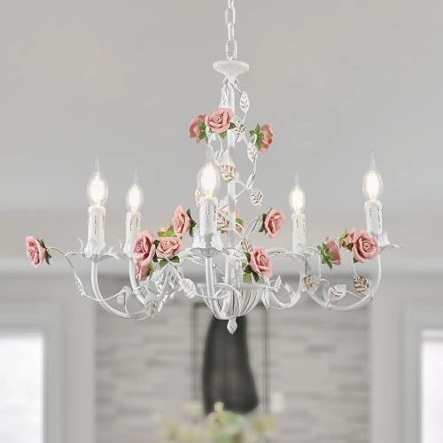 Vintage Chandelier - 5 Lights Pink E14