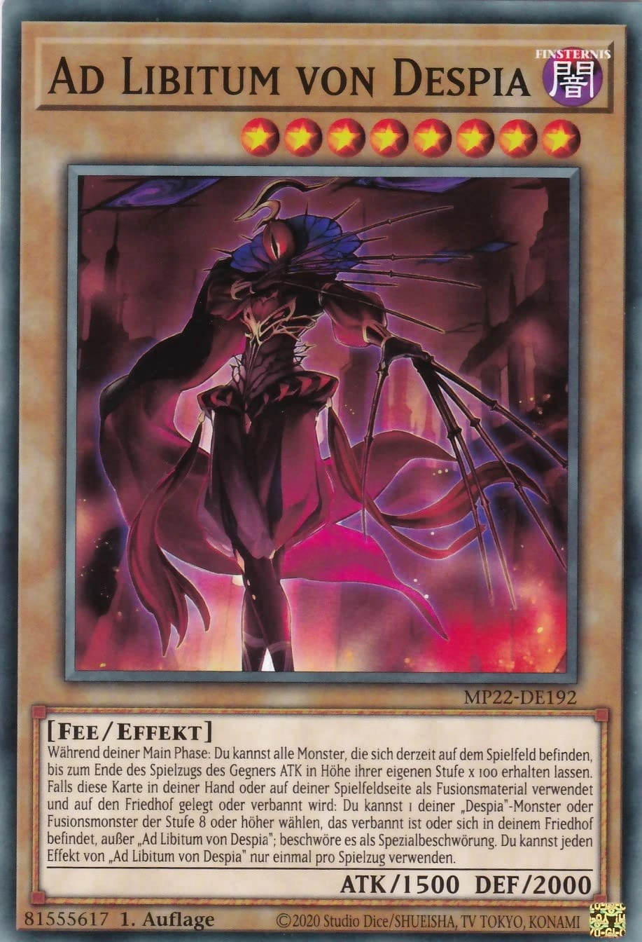 TCG Toys (Near Mint) Yugioh Ad Libitum by Despia MP22-DE192 - German 1pcs + Ultrapro Toploader
