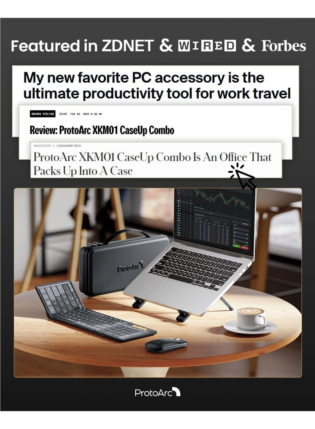 XKM01 - Portable Bluetooth Keyboard + CaseUp - Laptop Stand