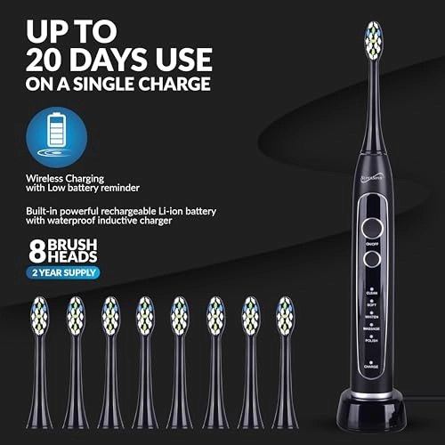 TB-5100 - 40,000 VPM Wireless Charging 8 Brush Heads