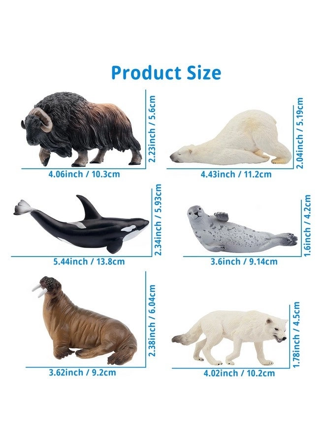 Polar Animals Figurines - Polar Bear Caribou Whales Walrus 12pcs 4-7"