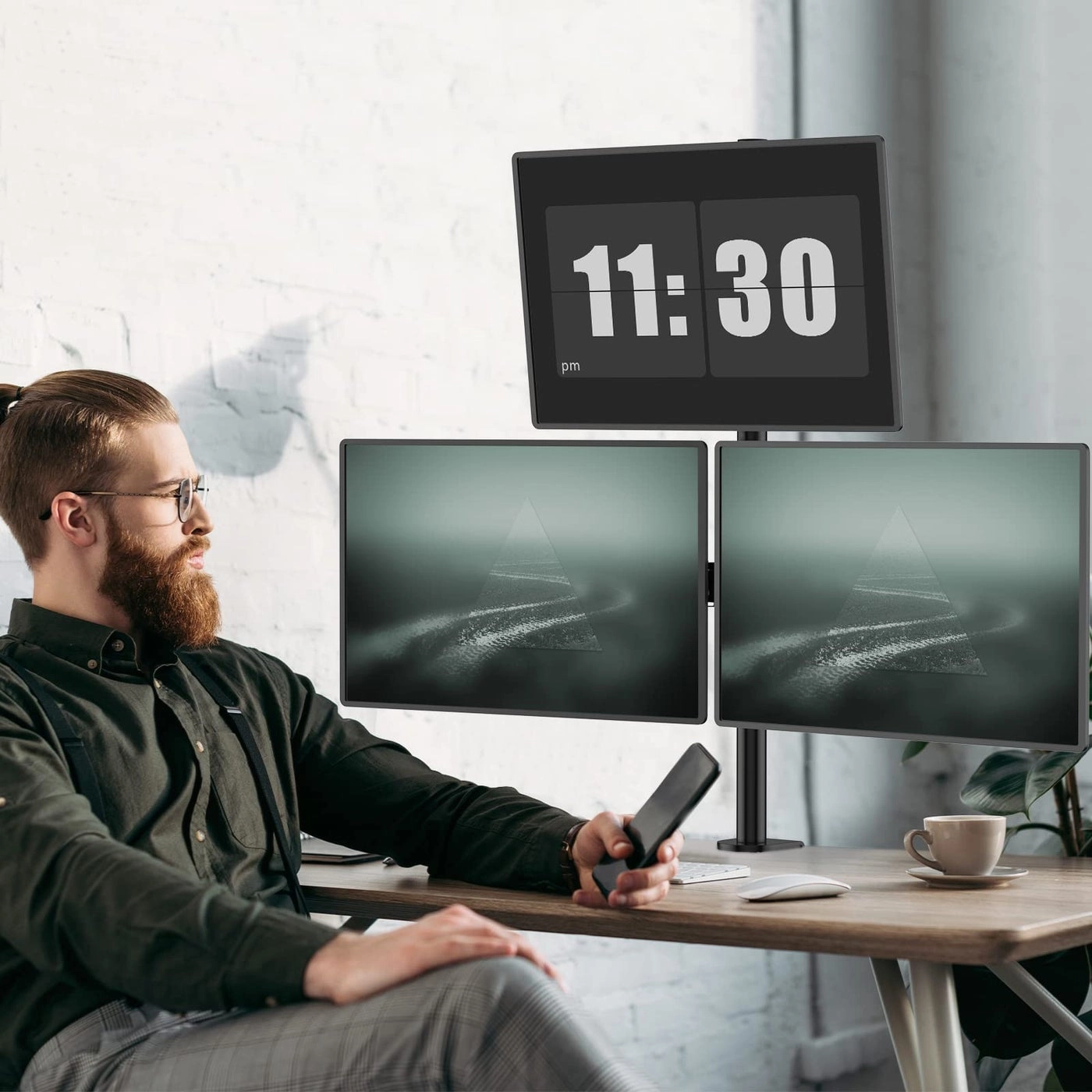 Triple LCD Monitor Desk Mount - 27 inch