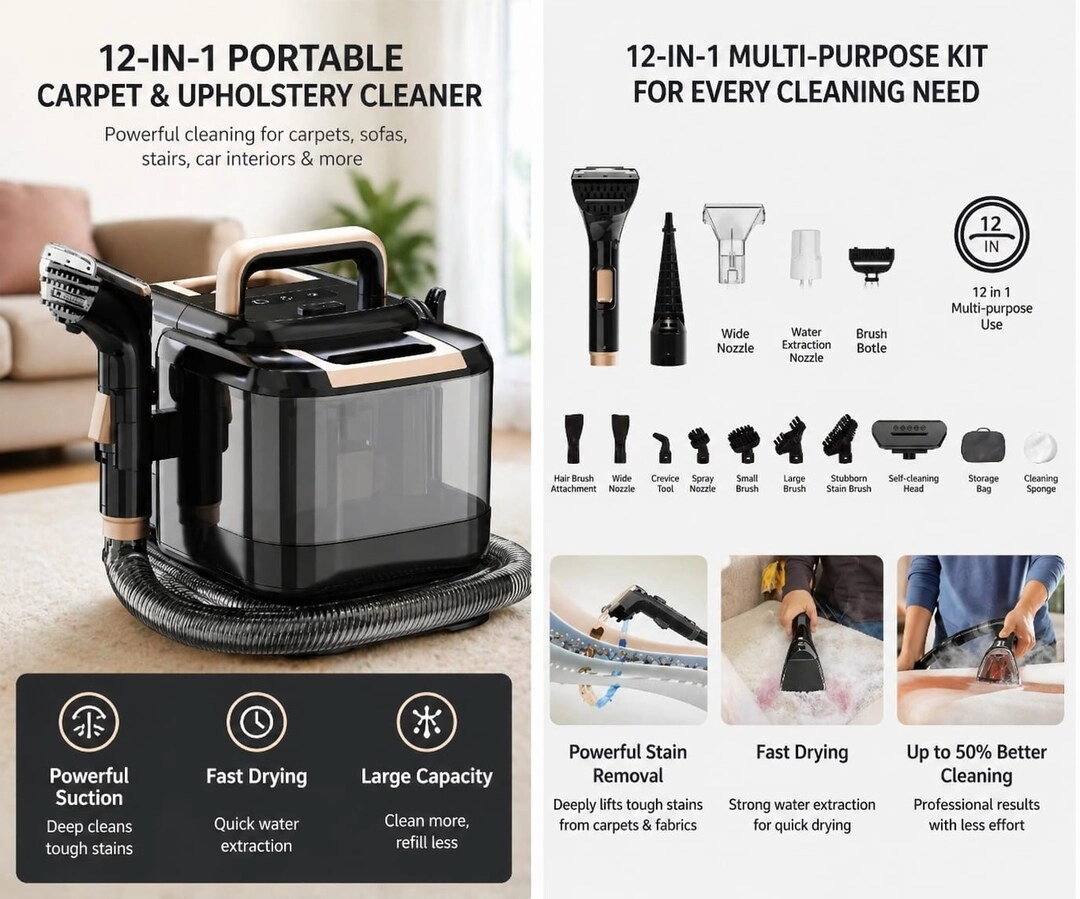 Portable Spot Cleaner Vacuum - Wet & Dry