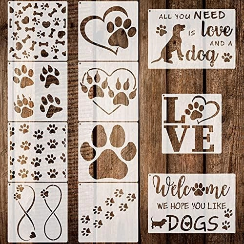 Outus Dog Paw Print Stencils - Mylar 11 pieces