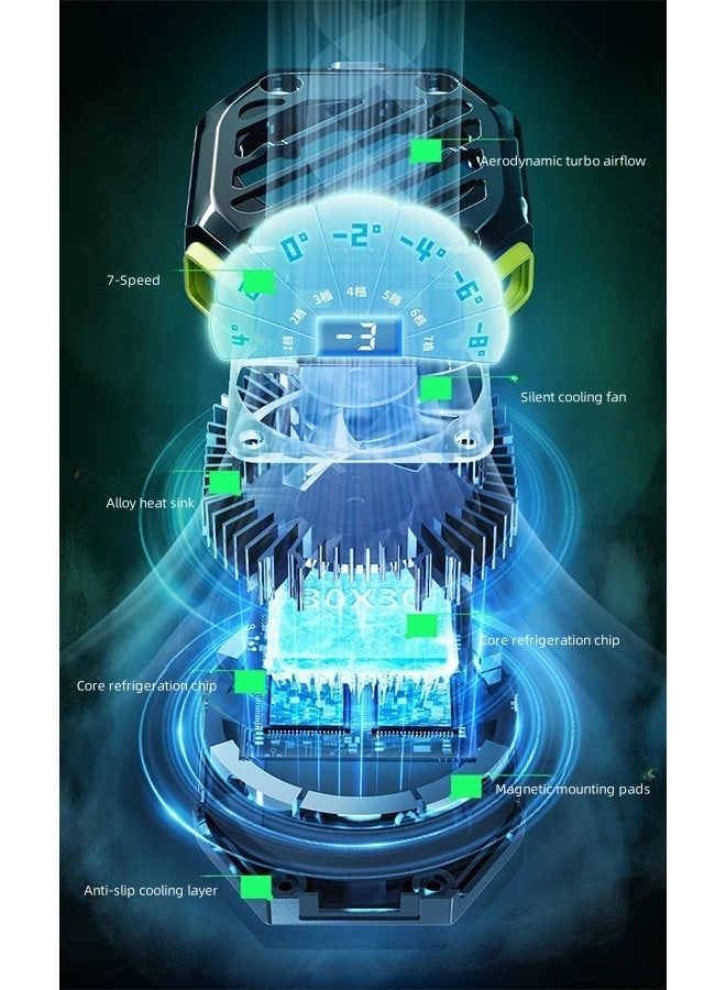 Magnetic Phone Cooler - 7-Level 1800mAh RGB