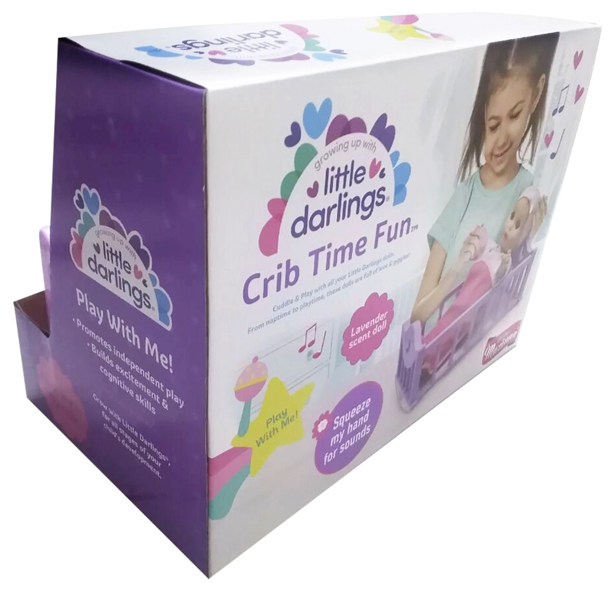 Little Darlings Doll - 8" fully poseable + Crib + blanket + milk bottle + sippy cup Ages 2+