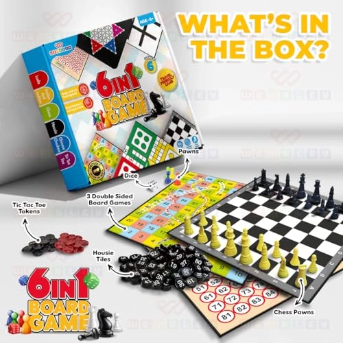 6 in 1 Classic - Ludo Snake & Ladder Chess