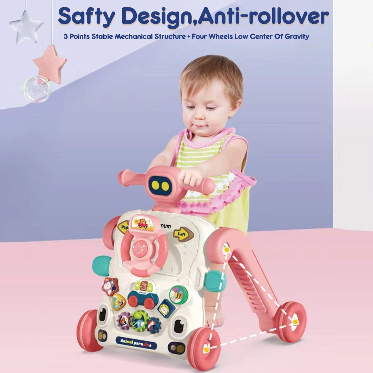 3-in-1 Baby Walker - Musical Keyboard Learning Table Mode