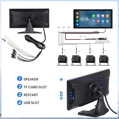 Car Rear View Camera + 9 Inch Monitor - Night Vision Wired 1080P