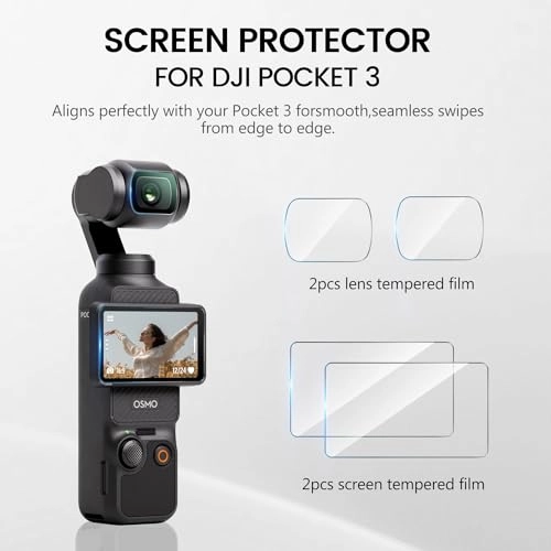 Tempered Glass Screen Protector - DJI OSMO Pocket 3 + Lens Protector Film