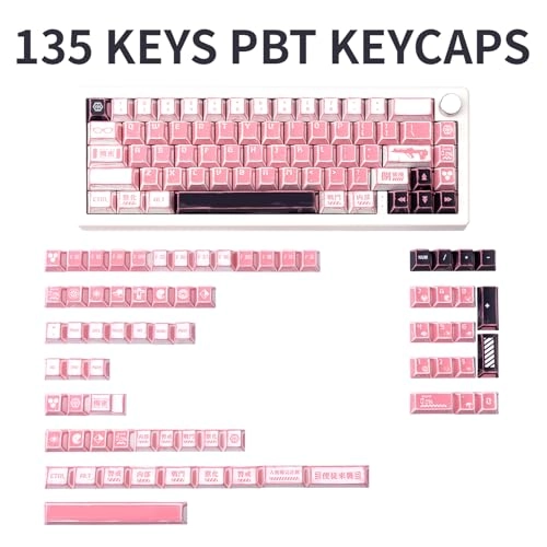 150-Key Black and White Manga PBT Keycaps - ANSI ISO Keycap Puller