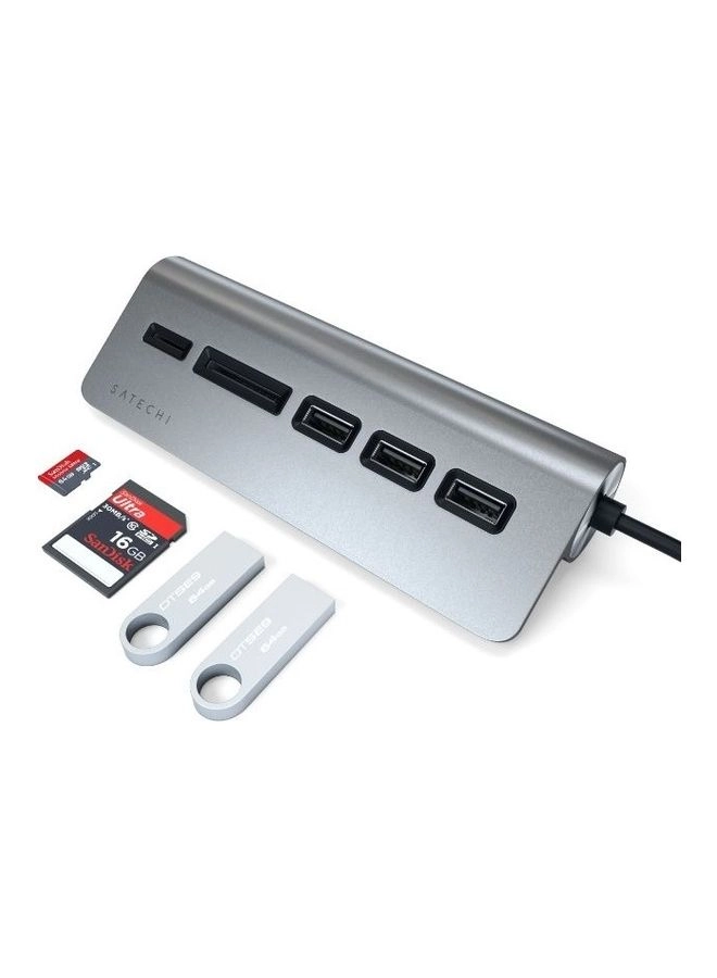 Slim Type C Aluminum USB Hub - 3xUSB 3.0 SD/MicroSD 5Gbps