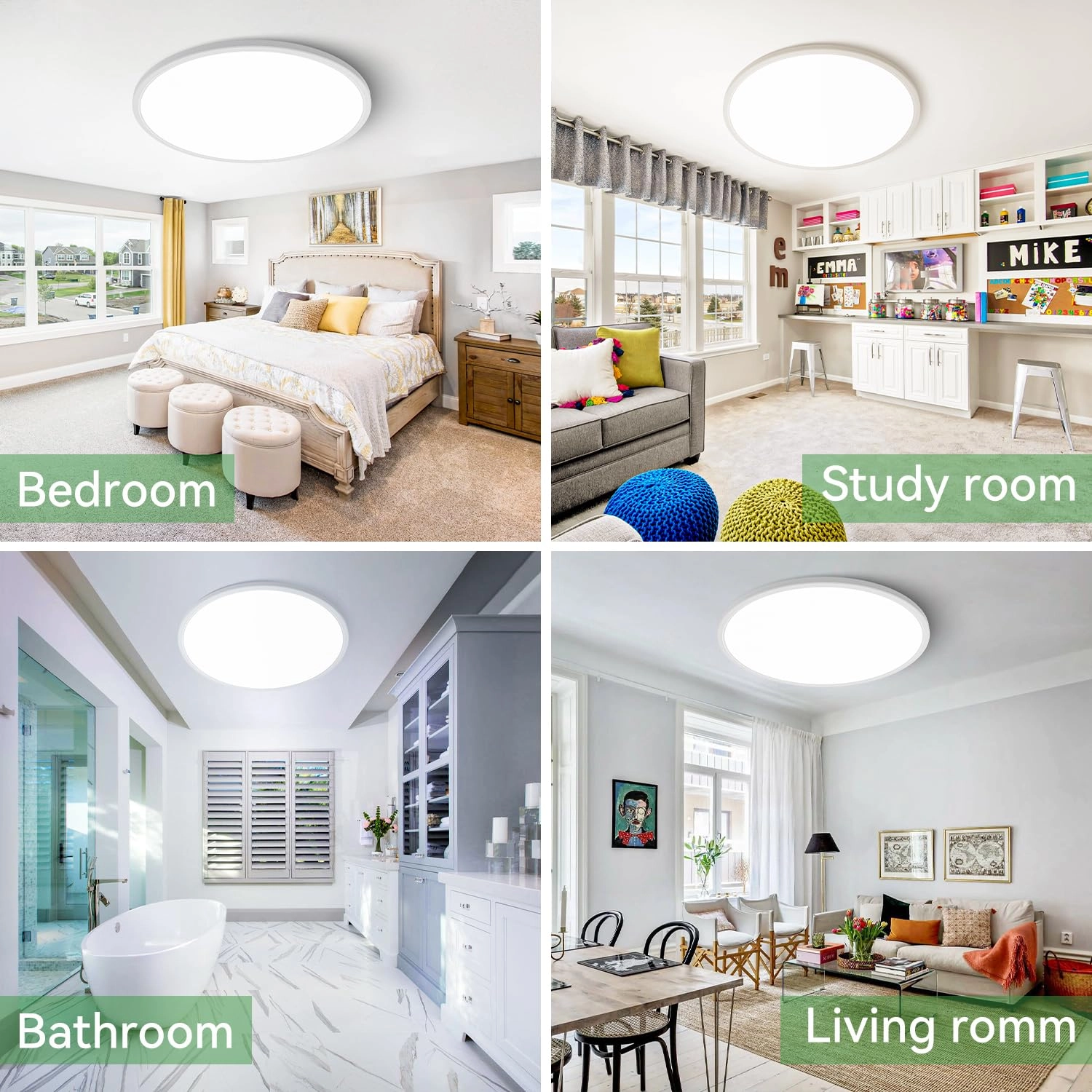Flush Mount Ceiling Light - 3000/4500/6000K Dimmable