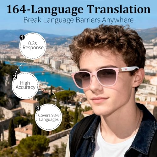 AI Language Translation Glasses - 150 languages Bluetooth 5.4 Color-Change Lens